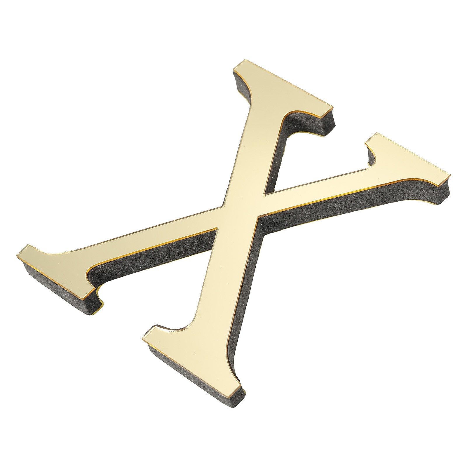 3D Acrylic Alphabet Mirror Wall Stickers Letter X Self-Adhesive Light Gold