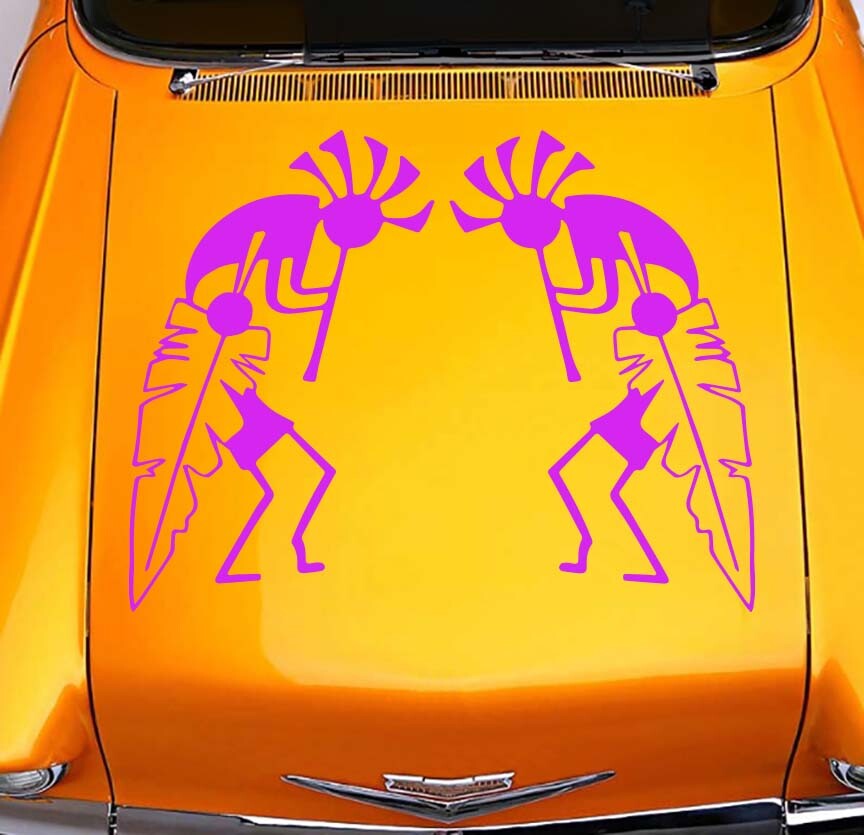 Kokopelli 2 Kokopellis with Feather Navajo Pueblo Hopi Zuni Sticker Decal