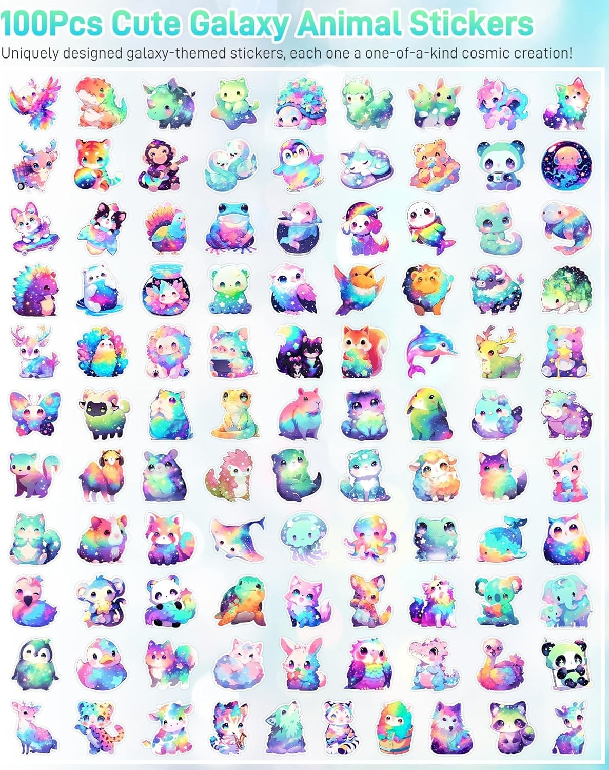 100-Pack Cute Unique Cartoon Animal Stickers for Kids Adults | Waterproof Vin…
