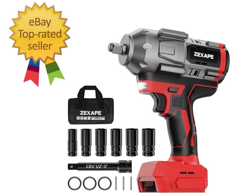 Cordless Impact Wrench 1/2 Inch for Milwaukee 18V Battery, Impact Wrench 1360N.M
