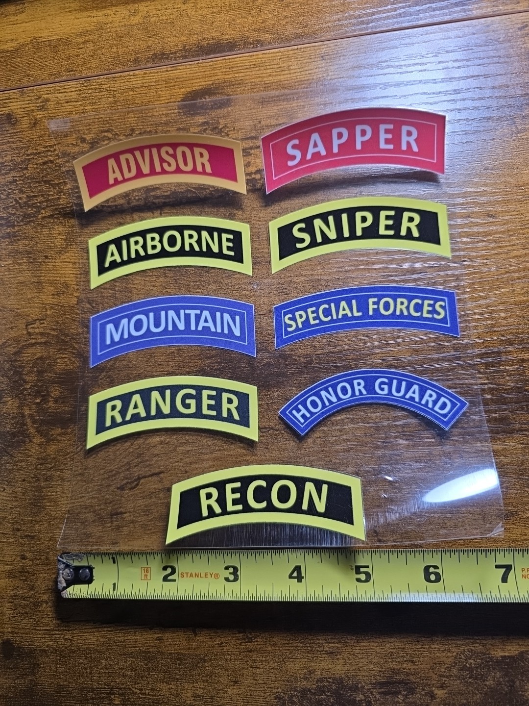 Army Shoulder 9 Tab Colored Bundle 3in UV DTF Decal Waterproof Made In USA
