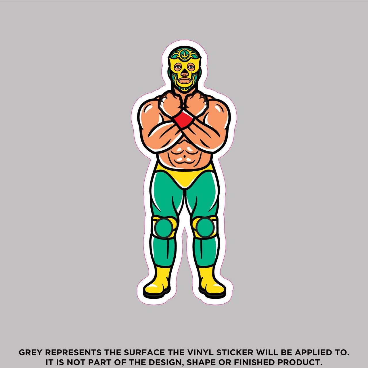 Yellow Mask & Green Pants Wrestler Vinyl Sticker