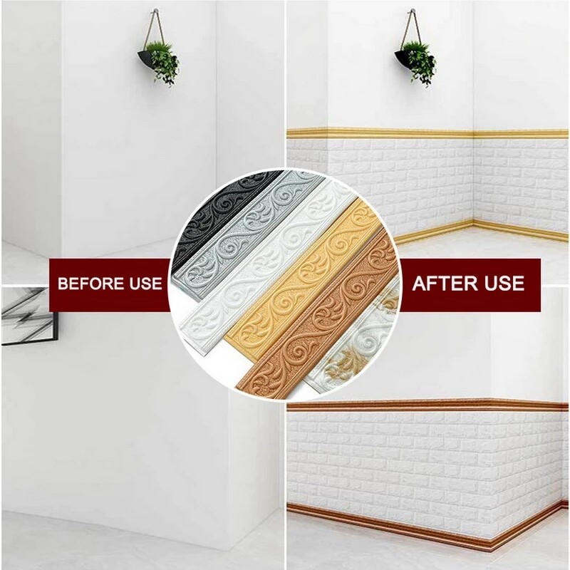 15ft Waterproof 3D Wall Border Wall Paper Decor Sticker Self-adhesive Home DIY