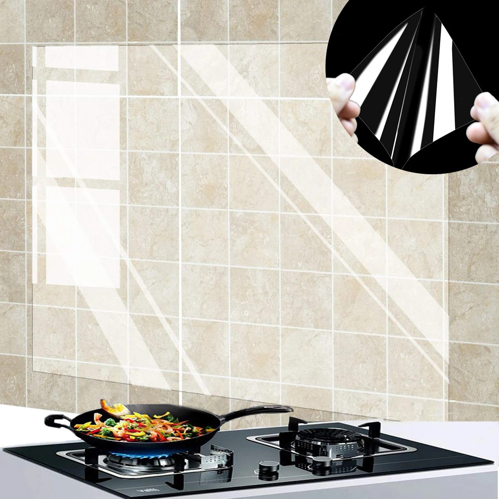 1Pc Kitchen Oil Proof Wall Sticker 90X60Cm Heat-Resistant Wallpaper Clear Self A