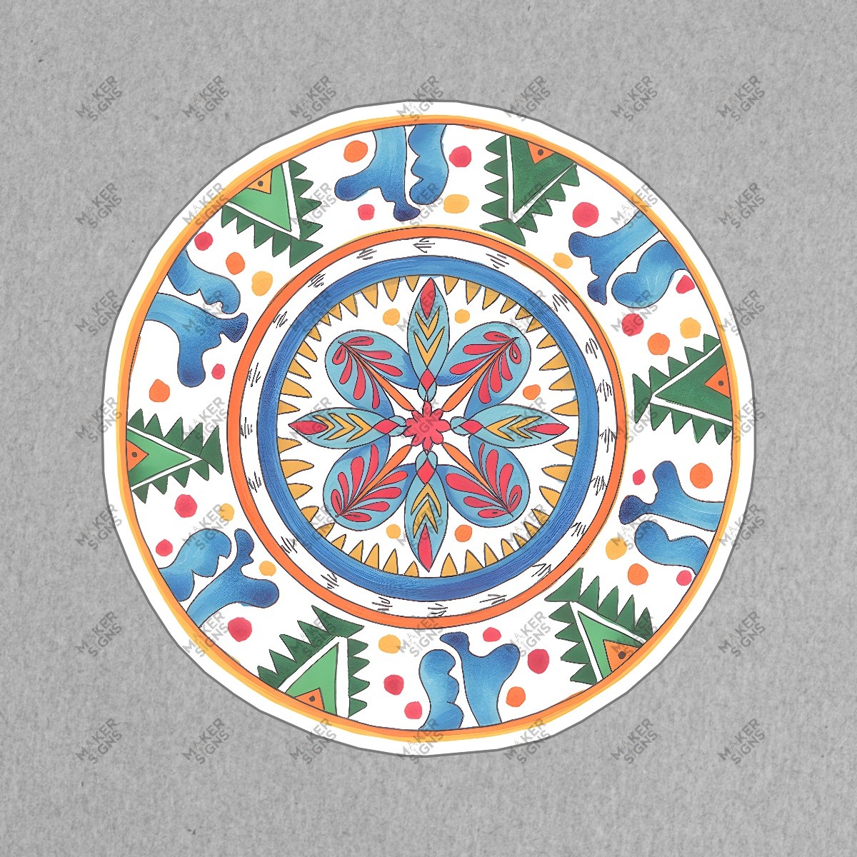 Vibrant Circular Mandala Artwork Colorful Floral Design Home Decor #8242
