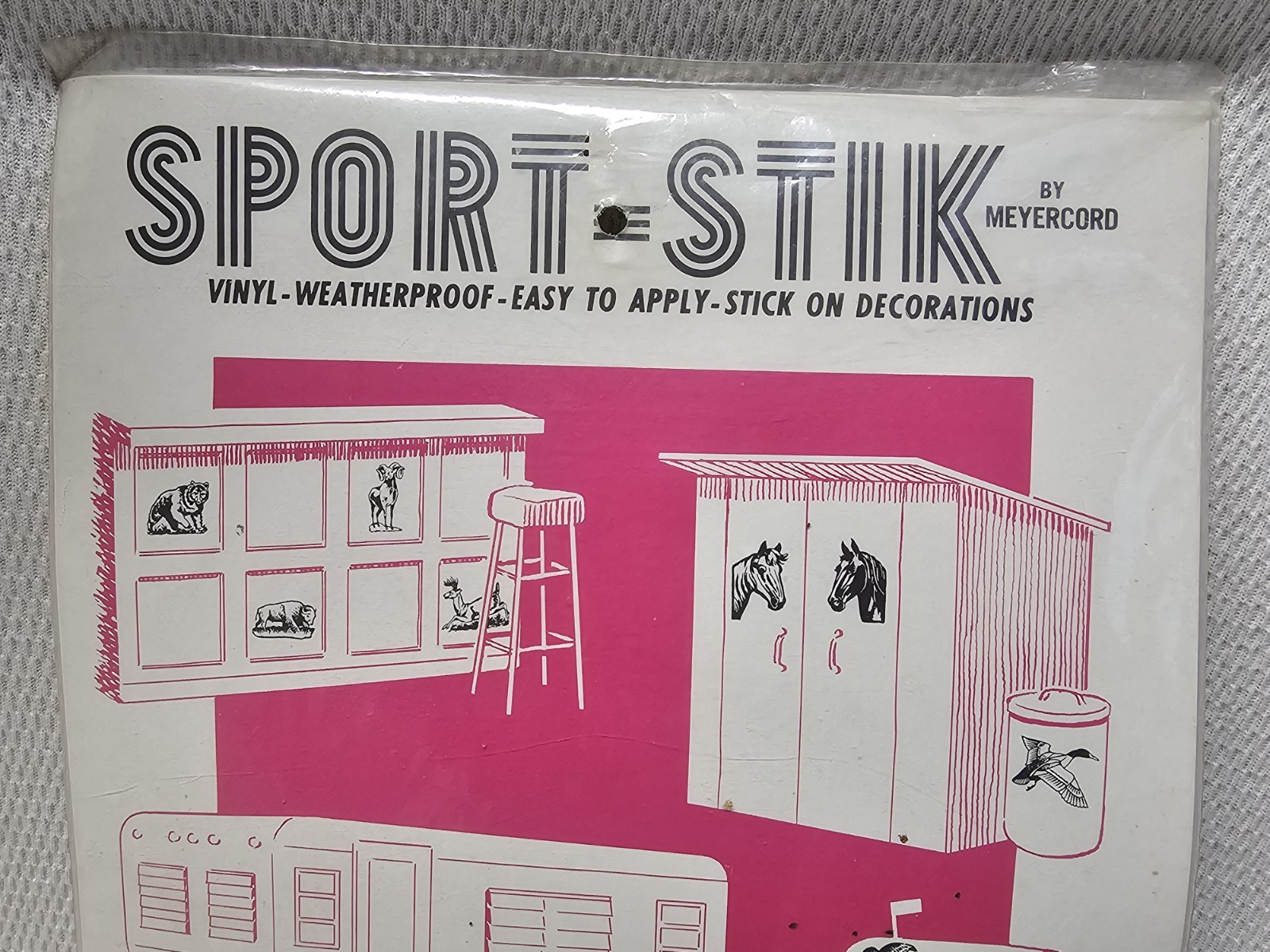 Sealed NOS Vintage Meyercord Sport-Stik Vinyl Decal Sheet 10-G Black Bear 9"×17"