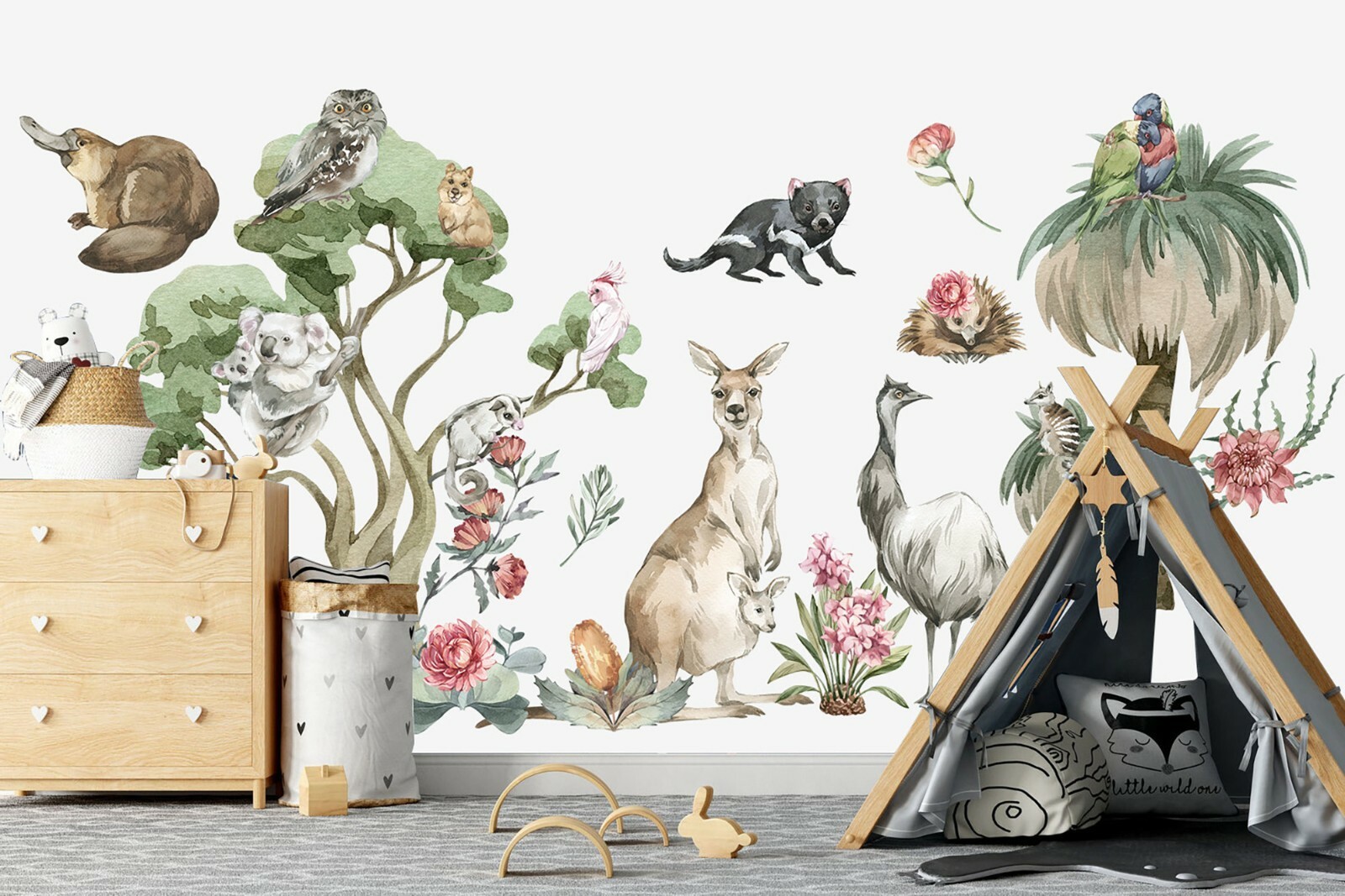 Australian Animals Trees Floral Koala Eucalyptus Removable Nursery Wall Decal