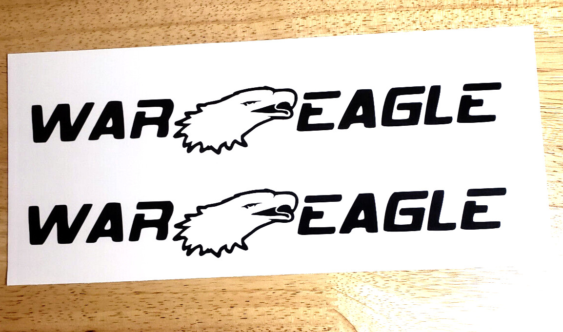 War Eagle Boats Decals Stickers 8" Gloss black (2) Fast USA
