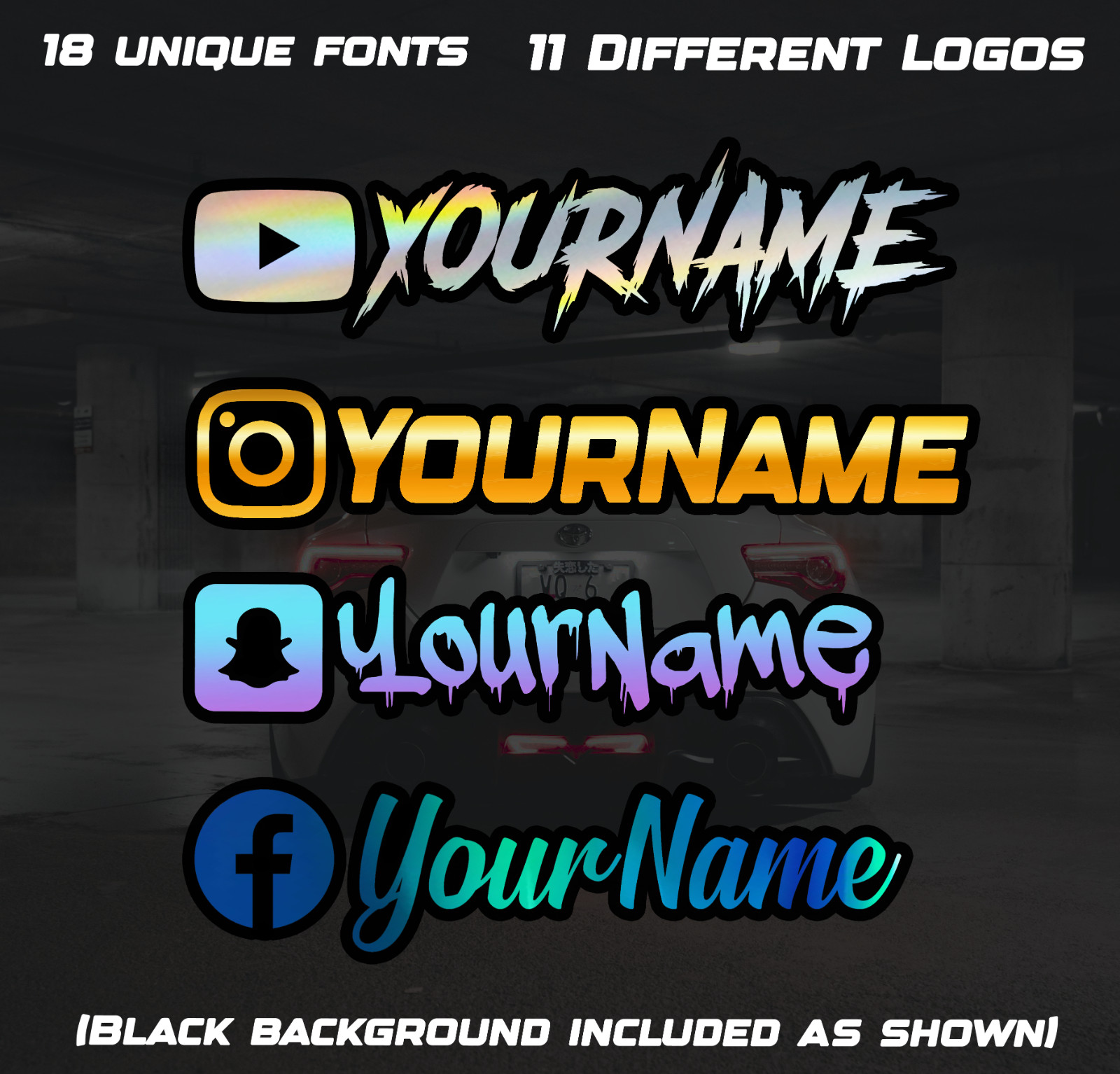 Social Media Vinyl Decal Sticker With Background – 8 inch Personalized Sticker