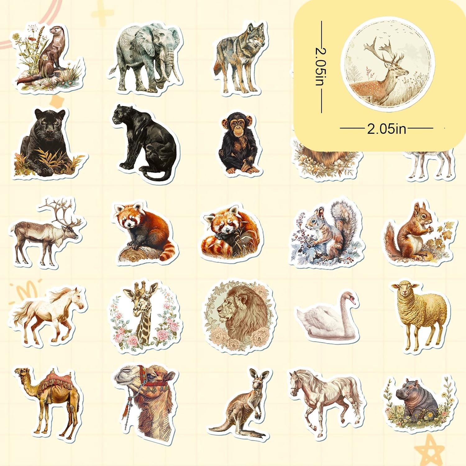 Animal Stickers – Realistic 50 Pcs Waterproof Vinyl Zoo Animal Stickers for Wate