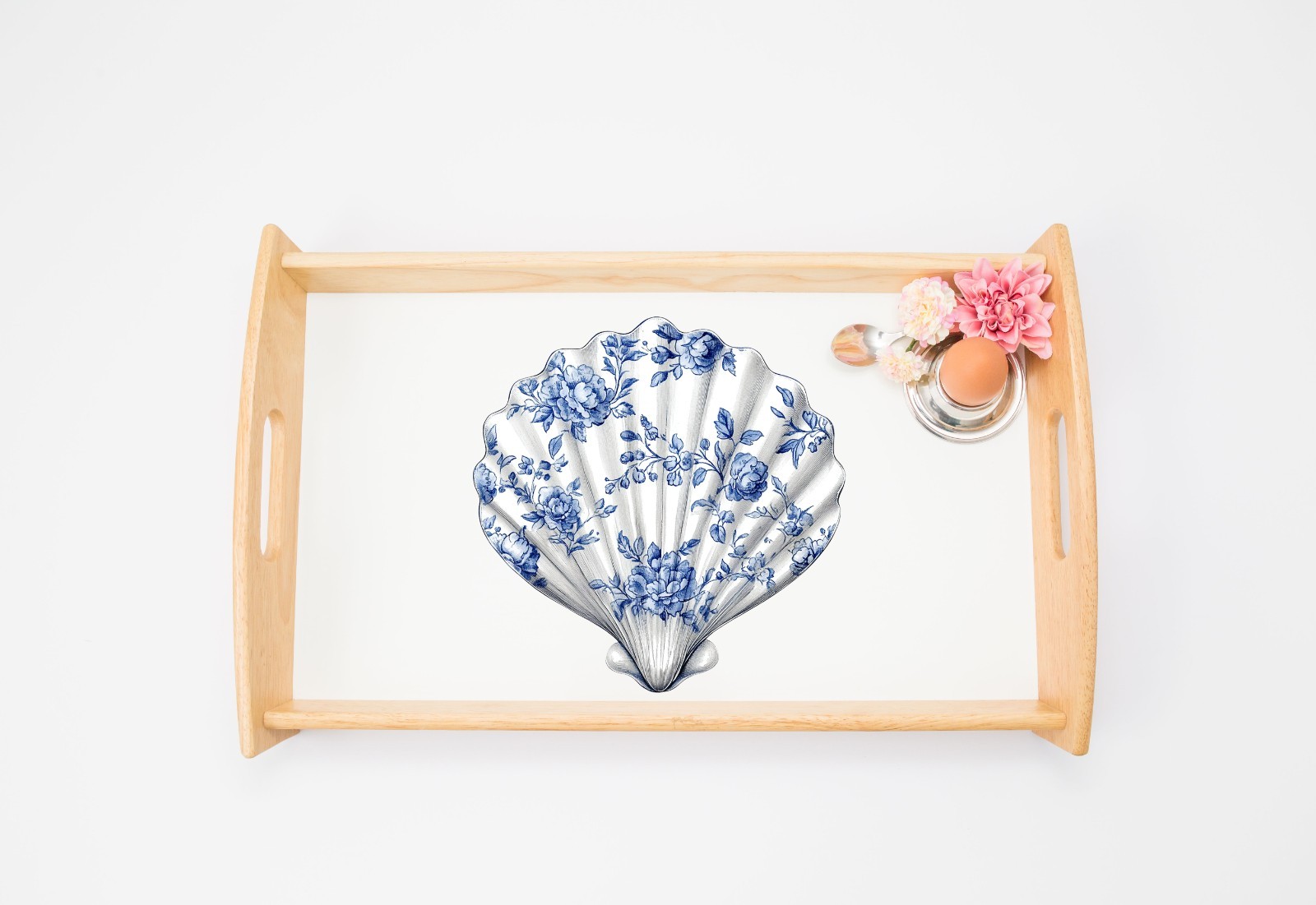 Blue Toile Sea Shell UV DTF Transparent Sticker / Decal