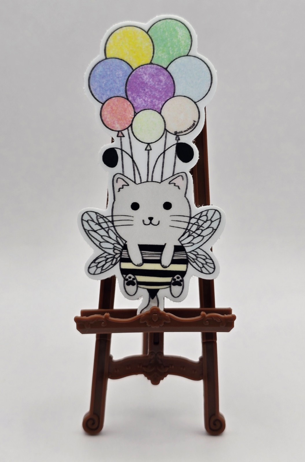 Cute Bee Cat Sticker Kawaii Kitty Balloons Bumblebee Animal Decal Gift Art