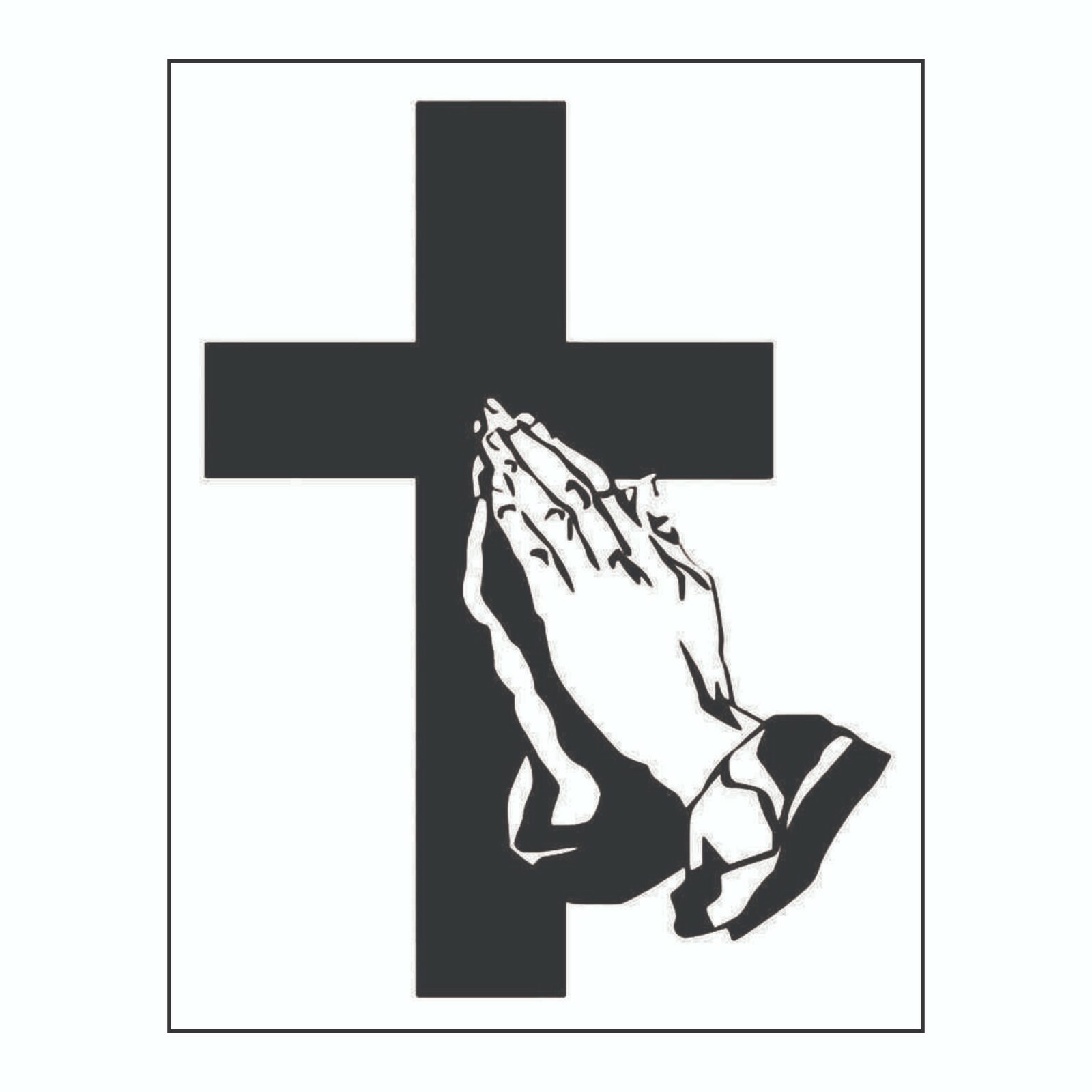 Preying Hands with Cross Sticker – Decal