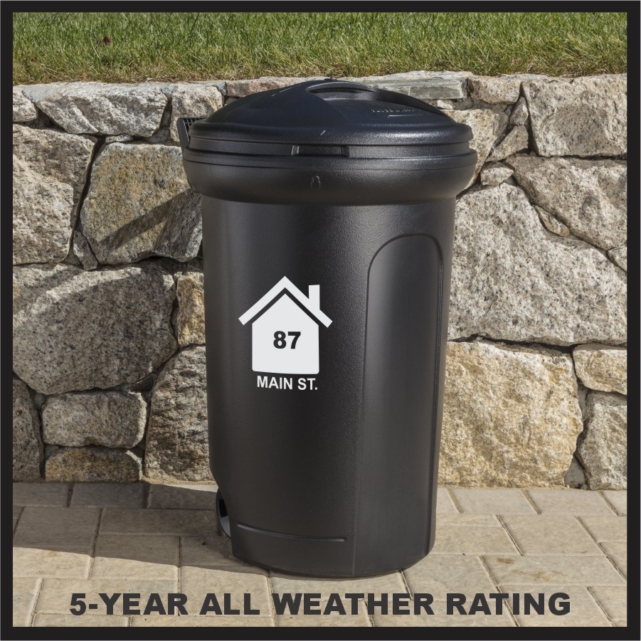Custom Trash Can Address Stickers House Number Decal 6" 8" 10" 5yr Outdoor Vinyl