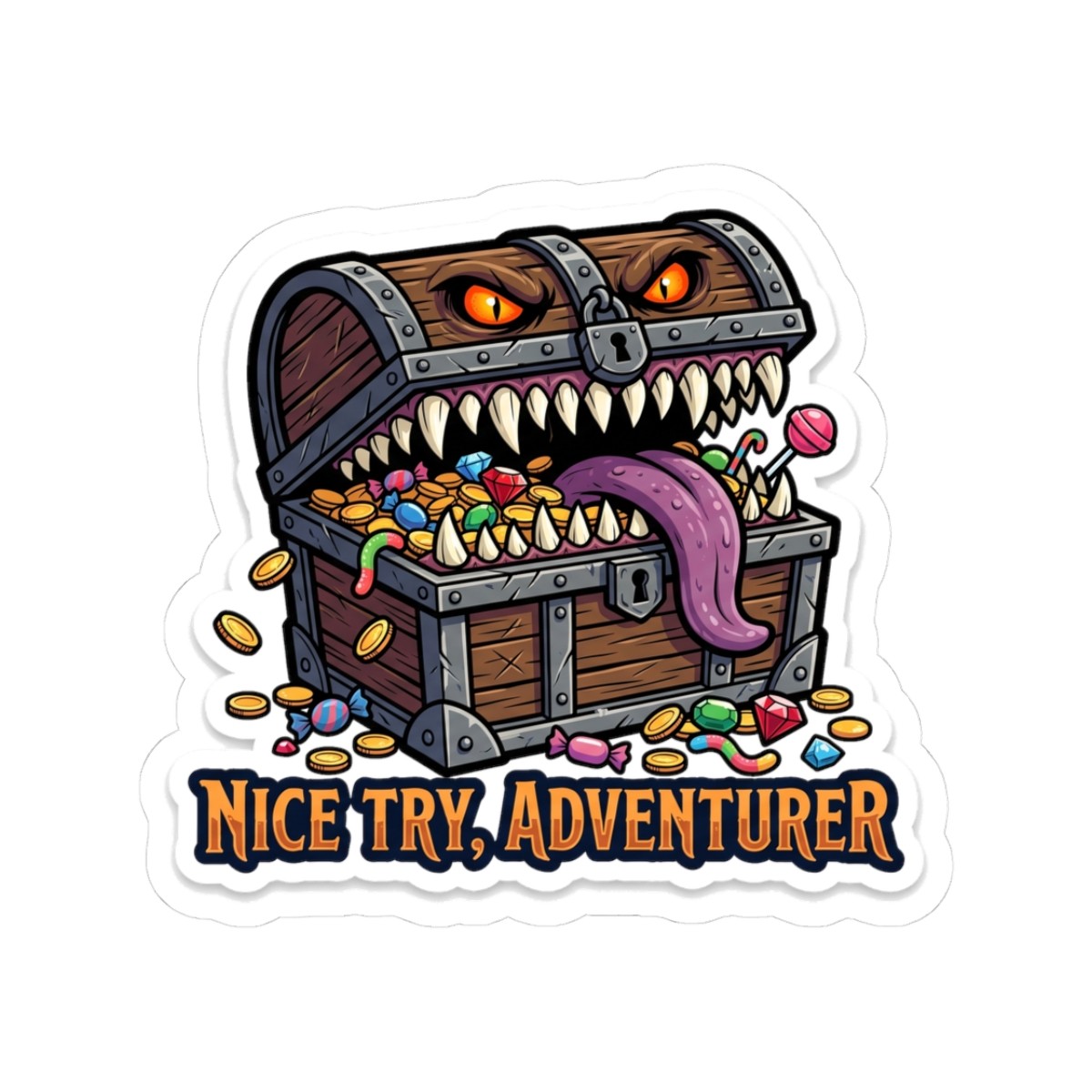 Nice Try, Adventurer Halloween Tabletop RPG D20 Dice Gamer Sticker