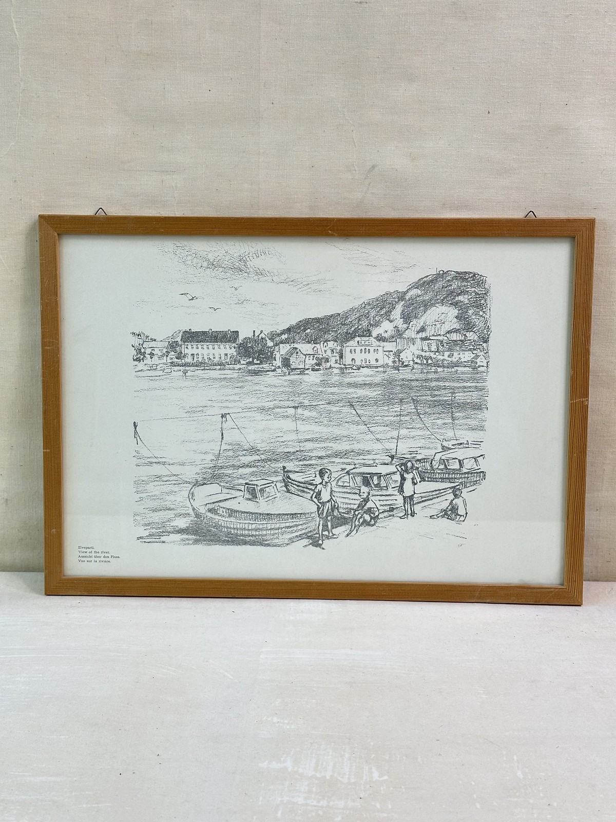 1970's Motif View of the River – Beautiful Art Print for Wall Hanging
