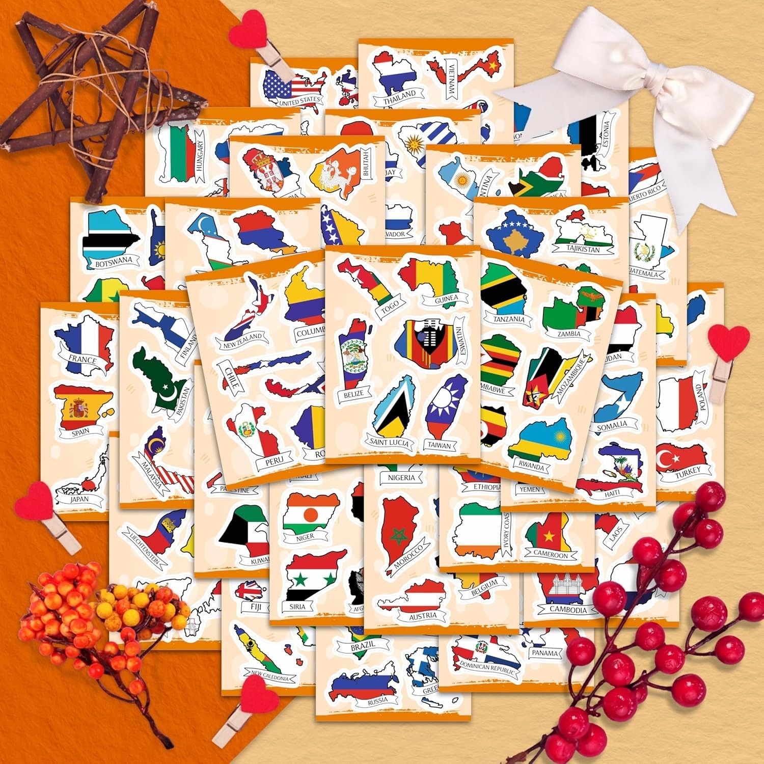Small Country Flag Stickers for Luggage – World Flags Stickers for Water Bott…