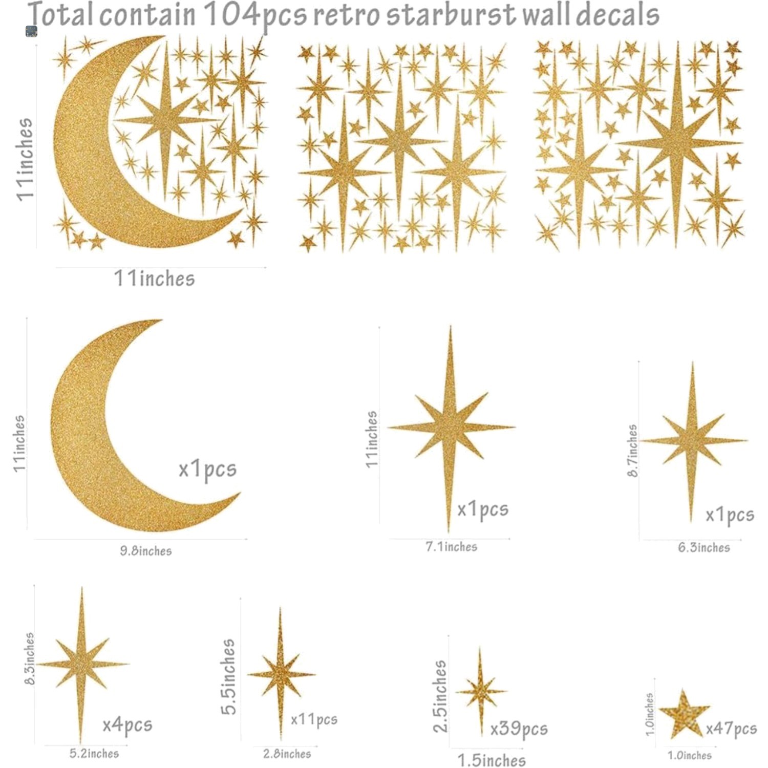 Celestial Retro Starburst Wall Decals – Perfect for Nursery and Bedroom Walls