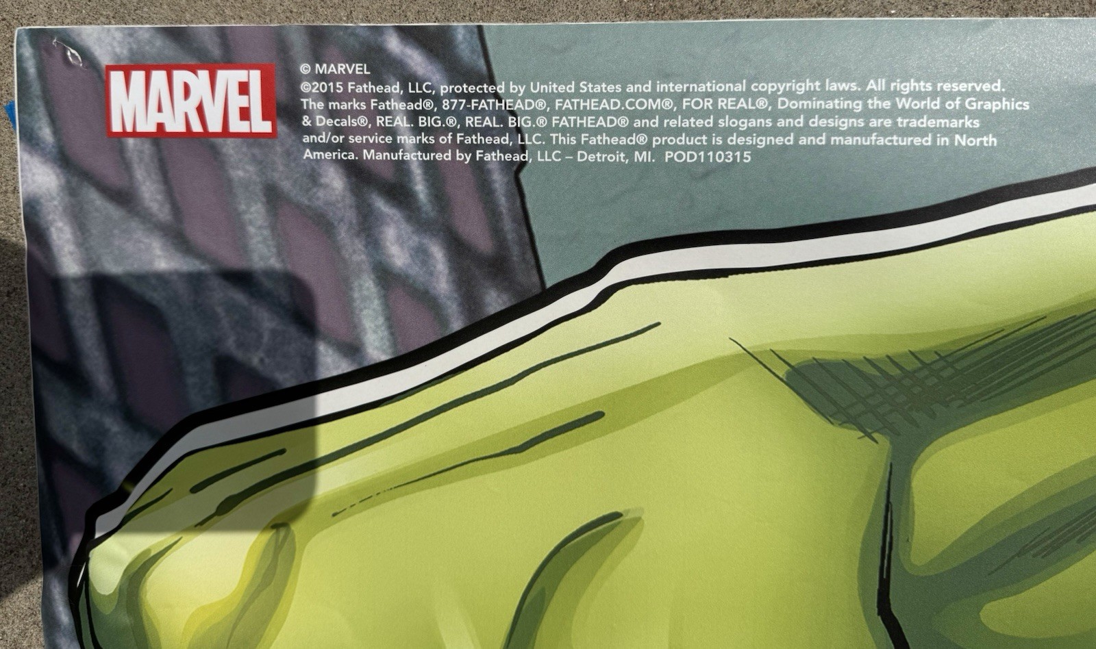 Marvel Avengers Hulk Fathead Giant Wall Decal 75” x 50” 2015 Complete Pre-Owned