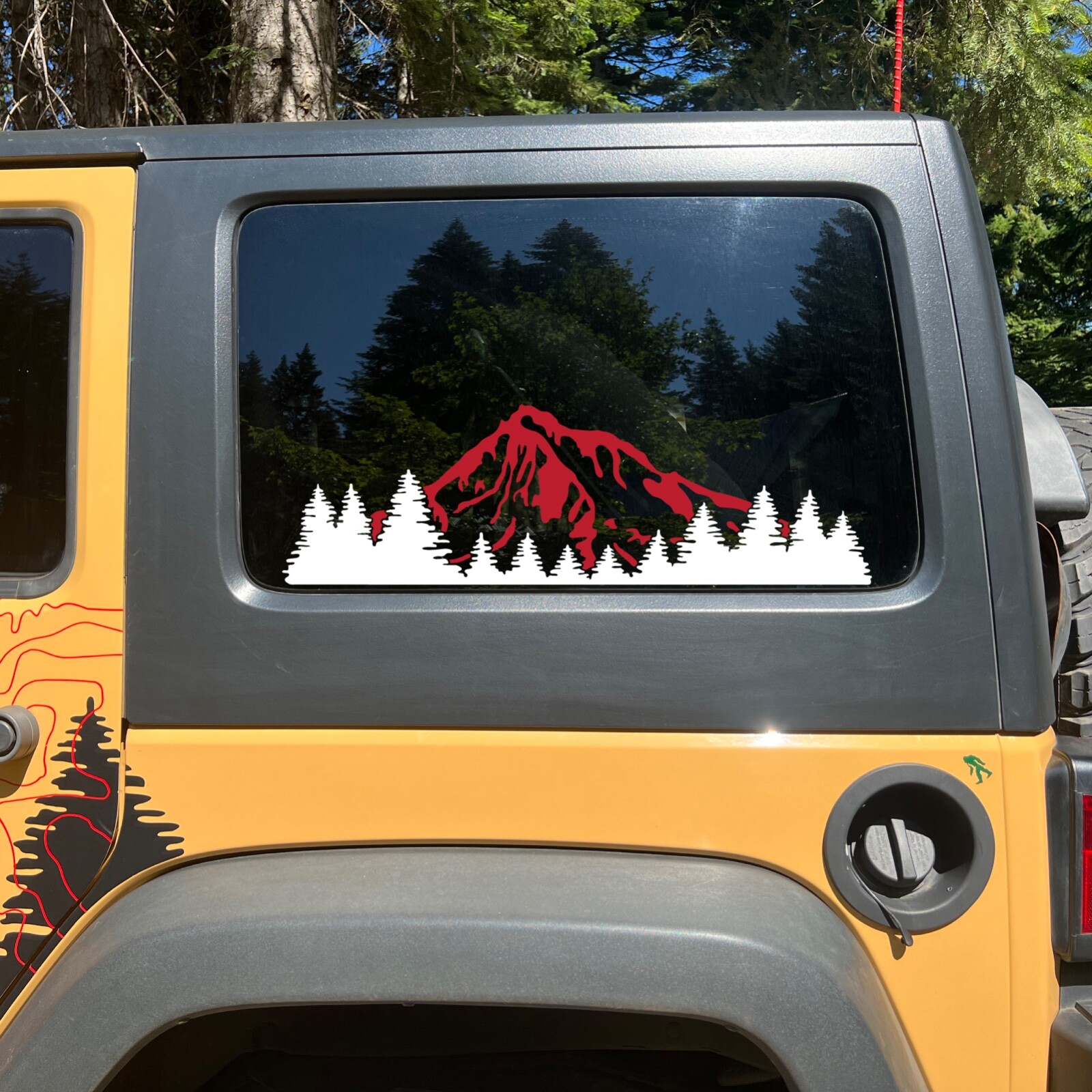 Mountain & Trees 2 Color Decal for Side Window of Jeep Wrangler Unlimited JK