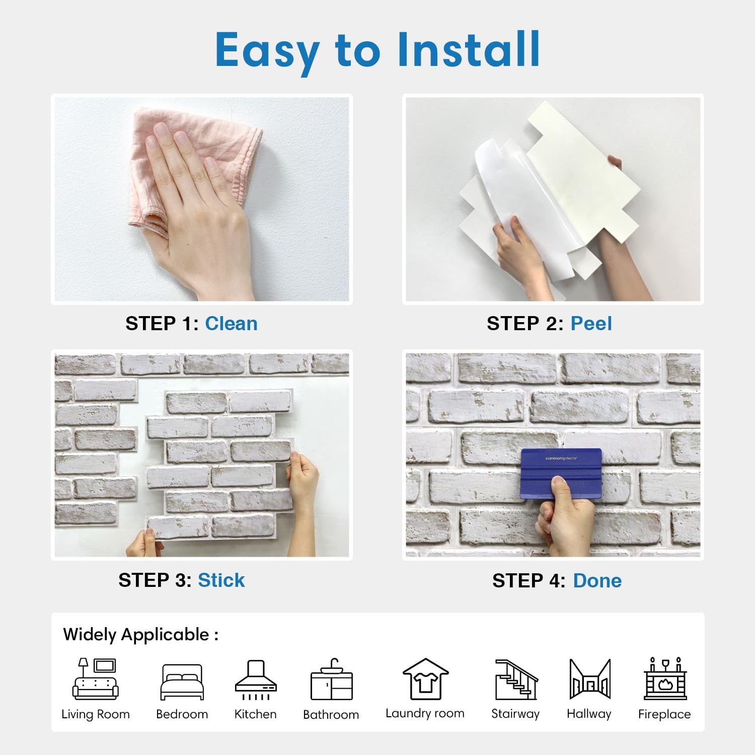 3D Faux Brick Wall Panel Peel and Stick, 10 Pcs of 12"X12", Small Size, Ultra…