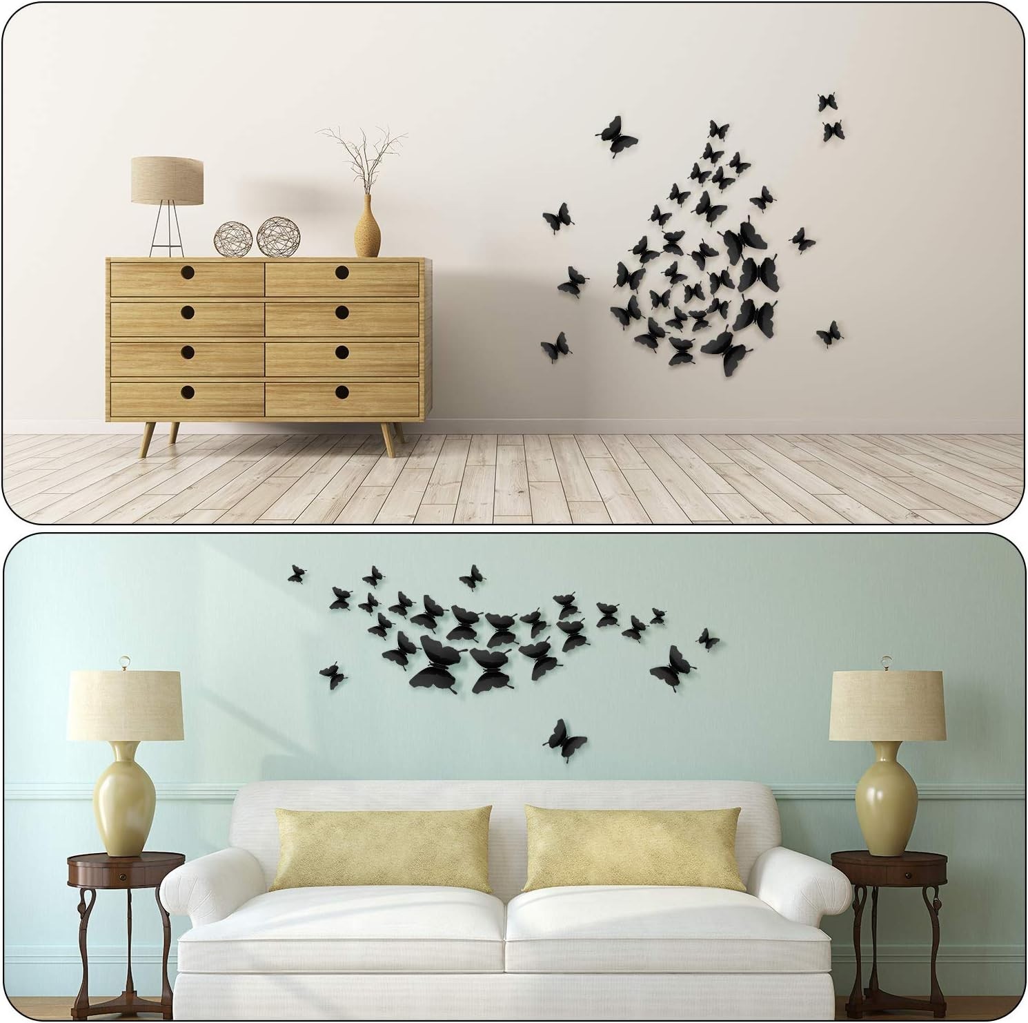 Gorgeous 48 Black Mirror Butterfly Removable Wall Stickers for All Occasions