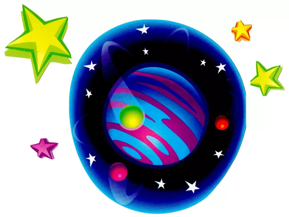 space galaxy stars planets wall sticker peel & stick 5.5 inch 5pc
