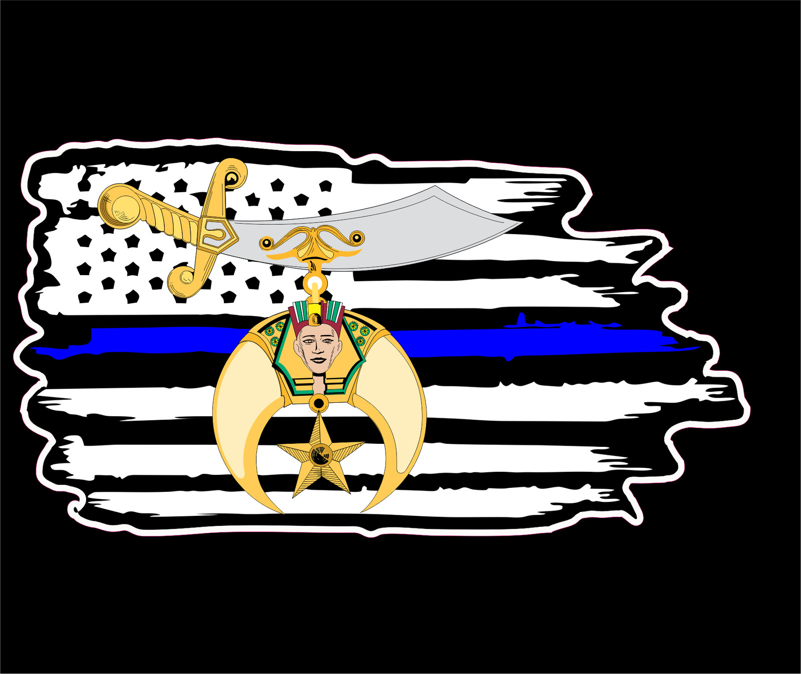 Fire/Police Thin Line Flags Shrine Scimitar