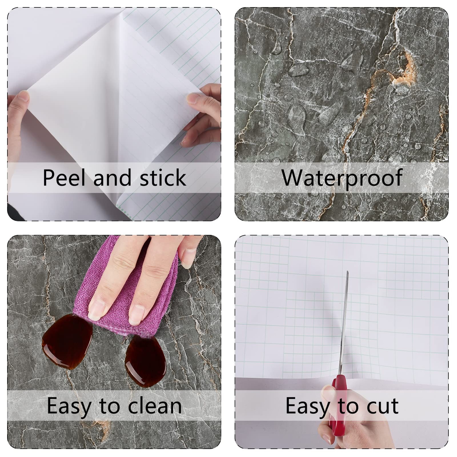 Grey Marble Contact Paper for Countertops Waterproof Marble Peel and Stick Wa…