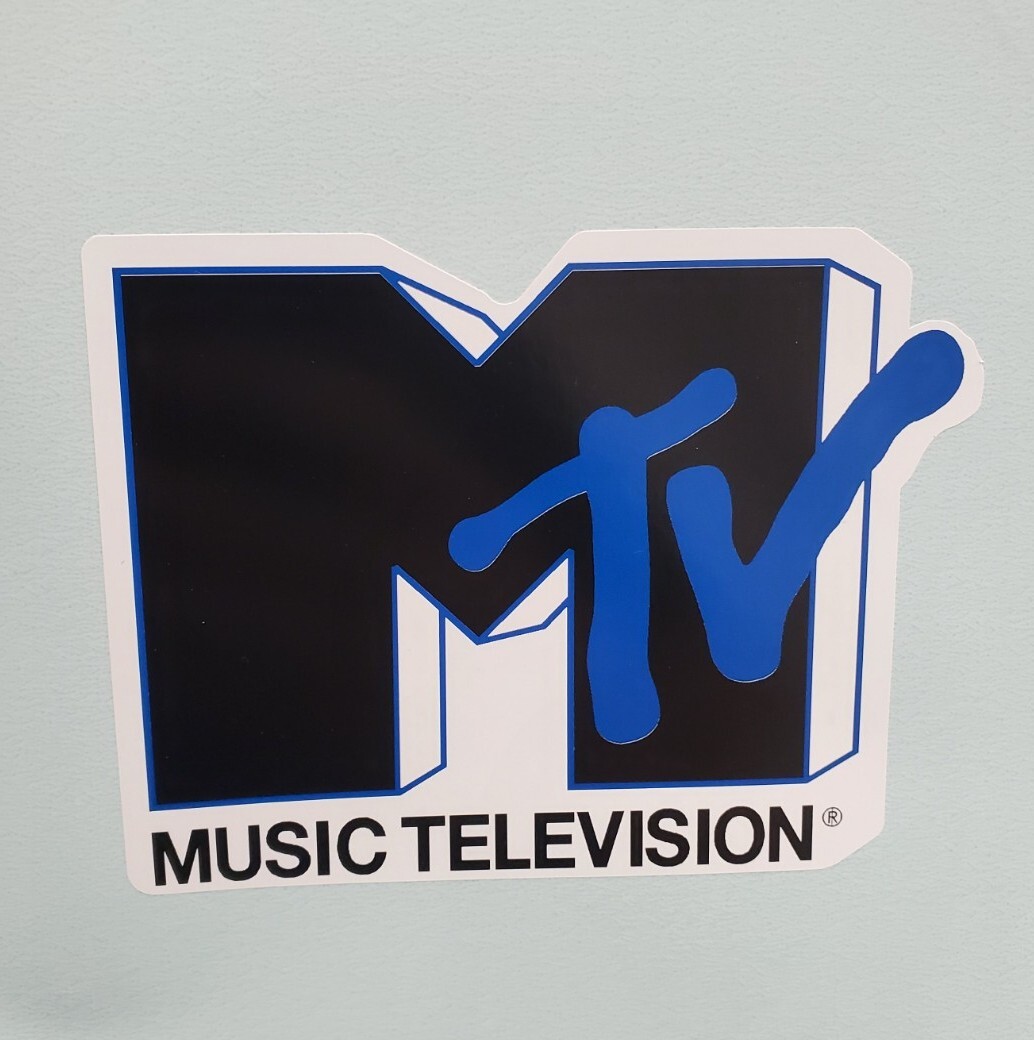 New MTV Vinyl Sticker Music Television 80's 90's 4" X 5.25" Black /White