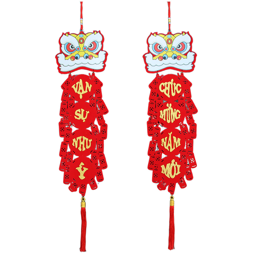 Vietnamese New Year Flocking Cloth Spring Couplets with Lion FOR WAKE Lucky
