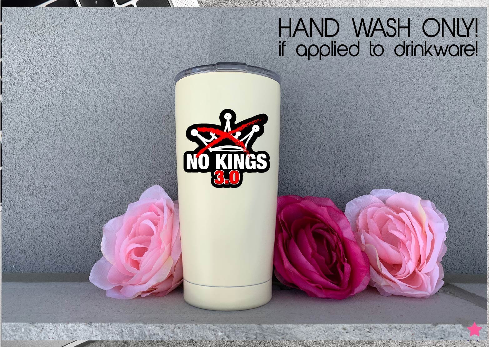 No Kings 3.0 Decal Sticker Protest Anti MAGA Trump Ice 47 King Peaceful Crown US
