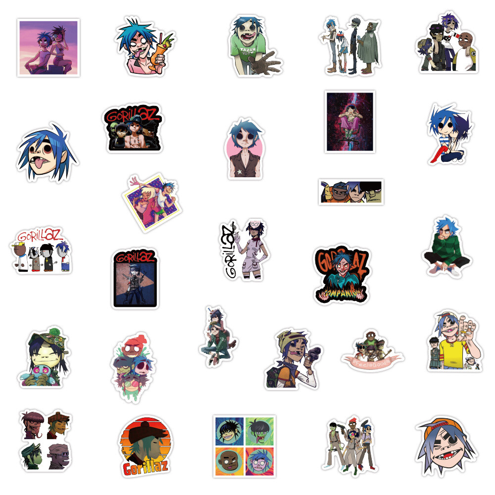 100Pcs Gorillaz Sticker for Teens Girls Scrapbooking Water Bottles Waterproof