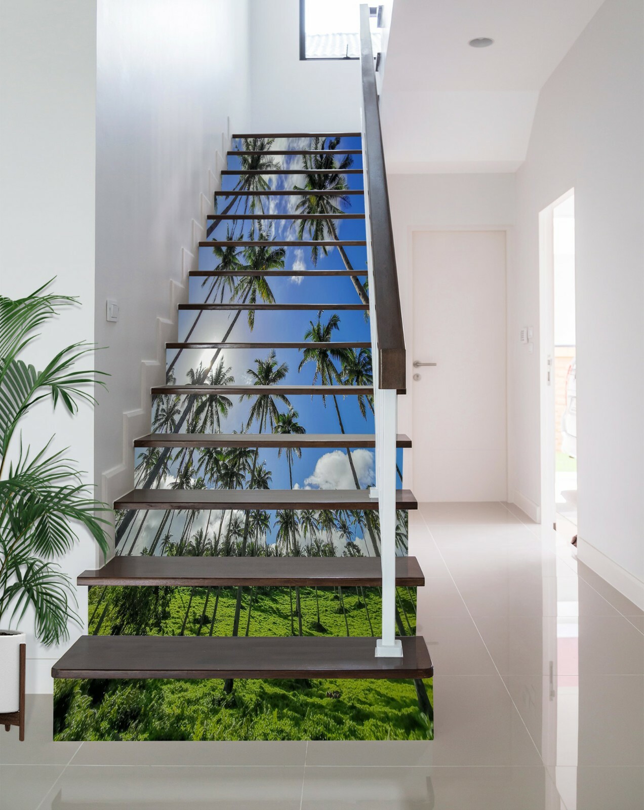 3D Coconut Tree ZHU976 Stair Risers Decoration Photo Mural Vinyl Wallpaper Amy