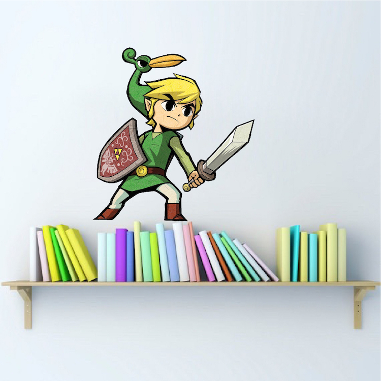 Zelda Cartoon Wall Decal Link Video Game Room Nintendo Mural Sticker Design, e13