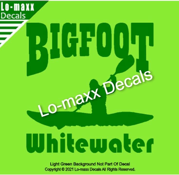 Bigfoot Whitewater River Kayaking Boating Original Design Die Cut Vinyl Decal