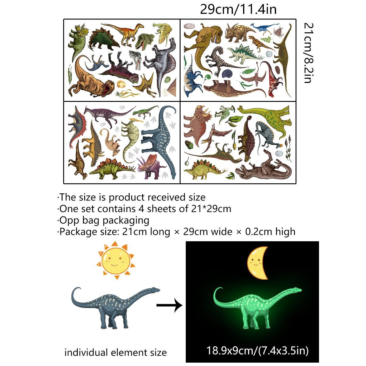 Glow-in-dark Dino Wall Decals – Removable, Luminous, Fun & Easy to Apply