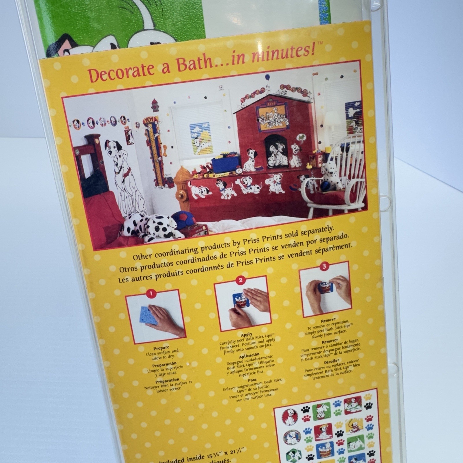 Priss Prints 101 Dalmatians Wall Decor Self Stickers Reusable Vtg Disney 90s
