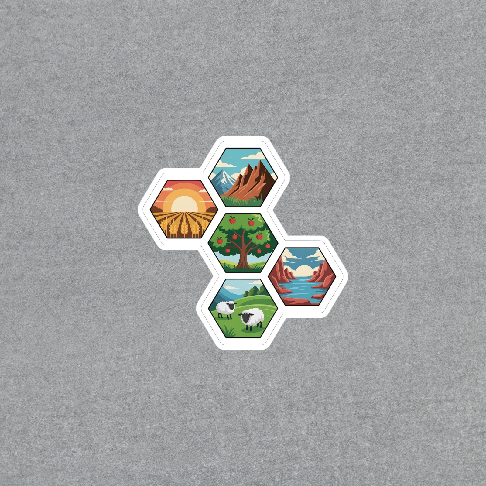 Scenic Nature Hexagon Sticker Set – Landscape Vinyl Decals for Outdoor Lovers #6