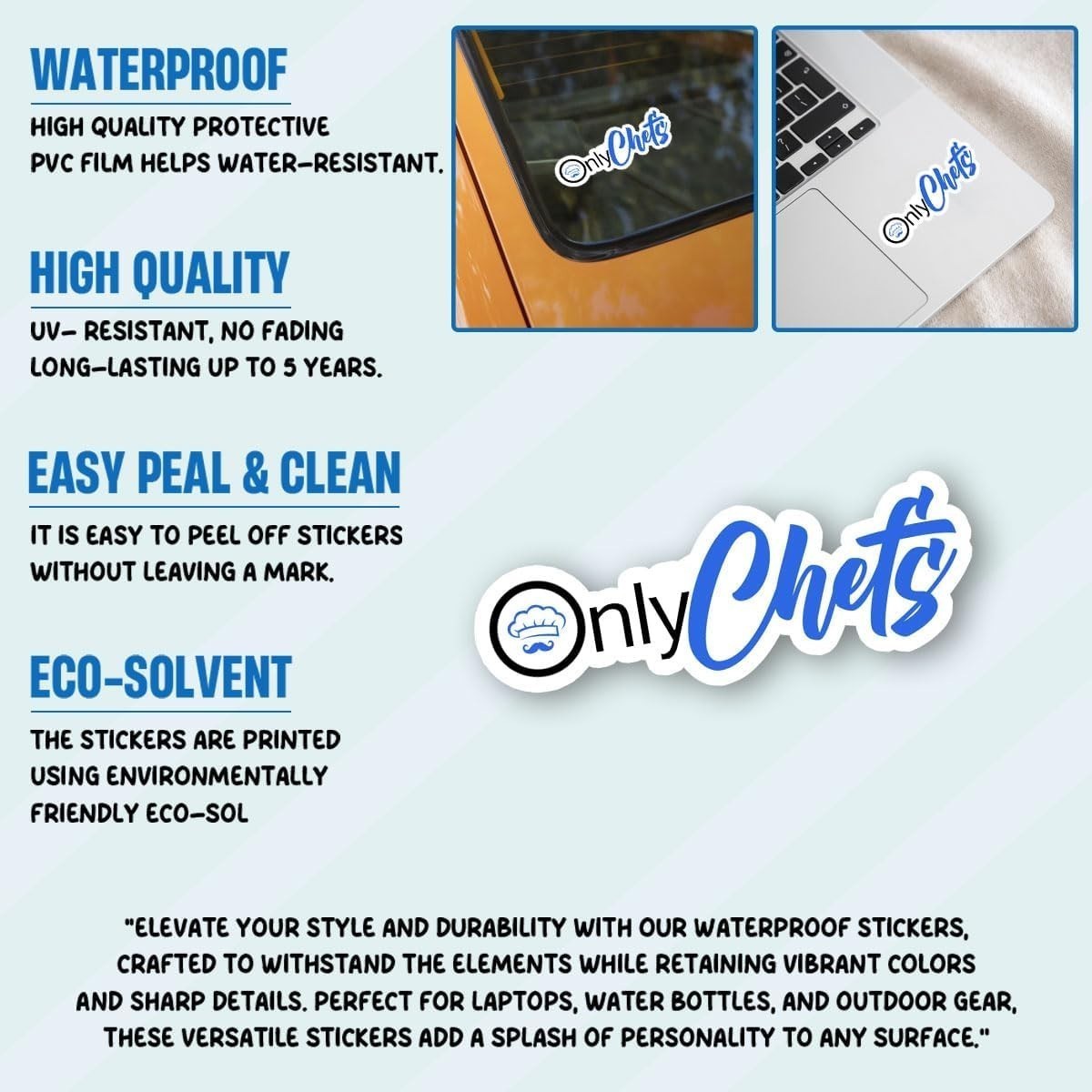 3Pcs Only Chefs Sticker Cooking Life OnlyChefs Chef Stickers Gift Chefs &