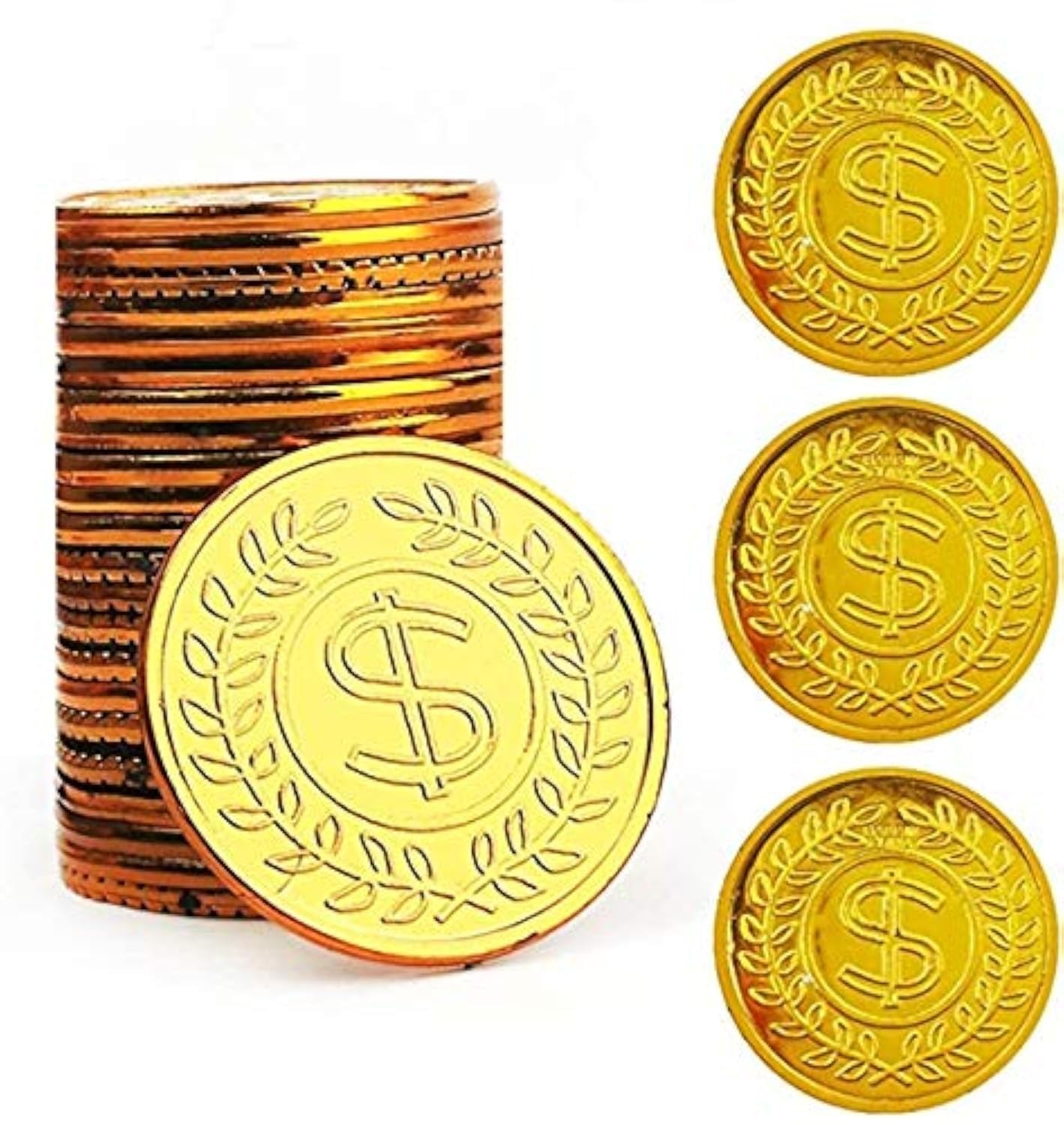 TCOTBE Pirate Gold Coins Plastic Set of 100,Play Treasure Small,