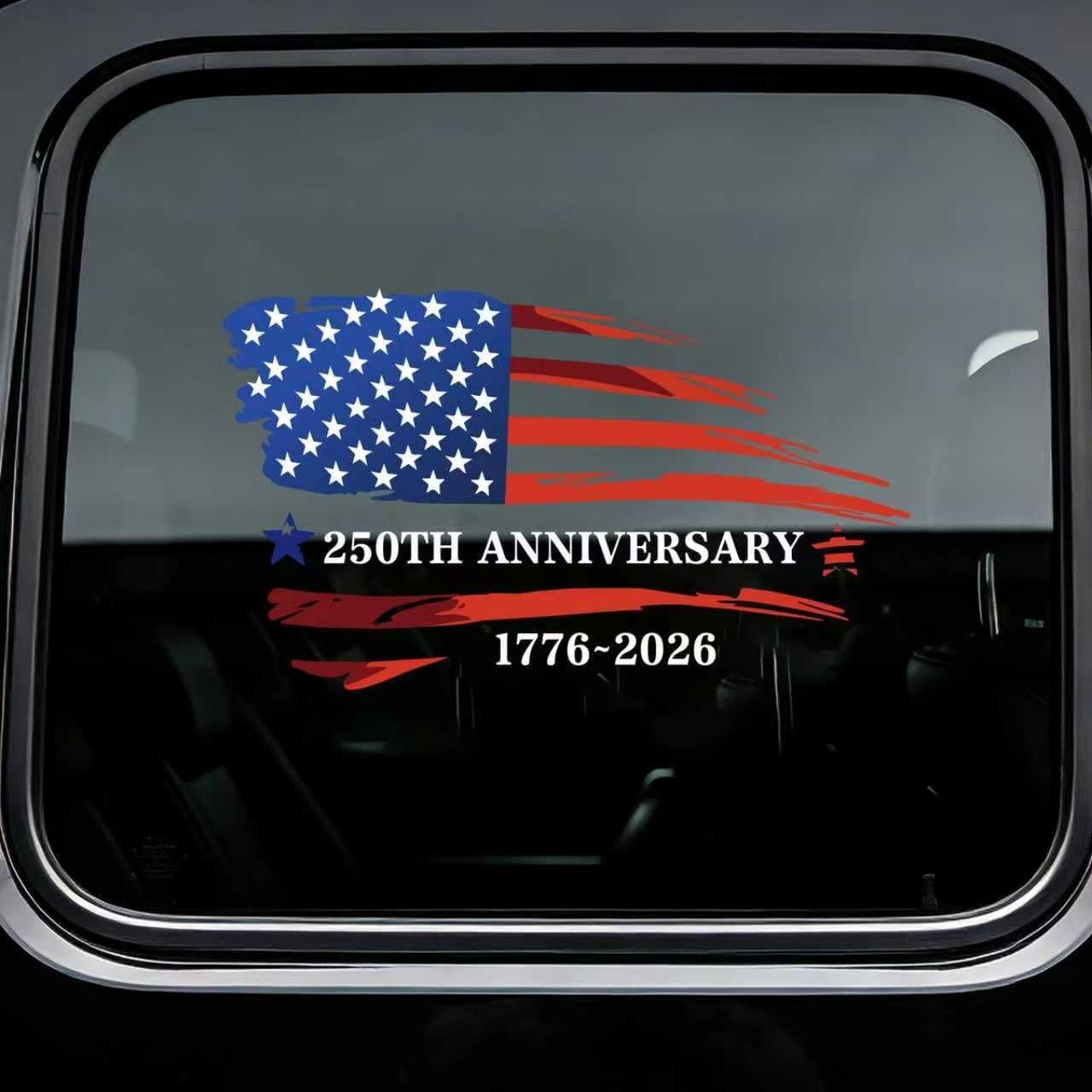 2 Pack America 250th Anniversary 1776-2026 Car Window Decals, American Flag Viny