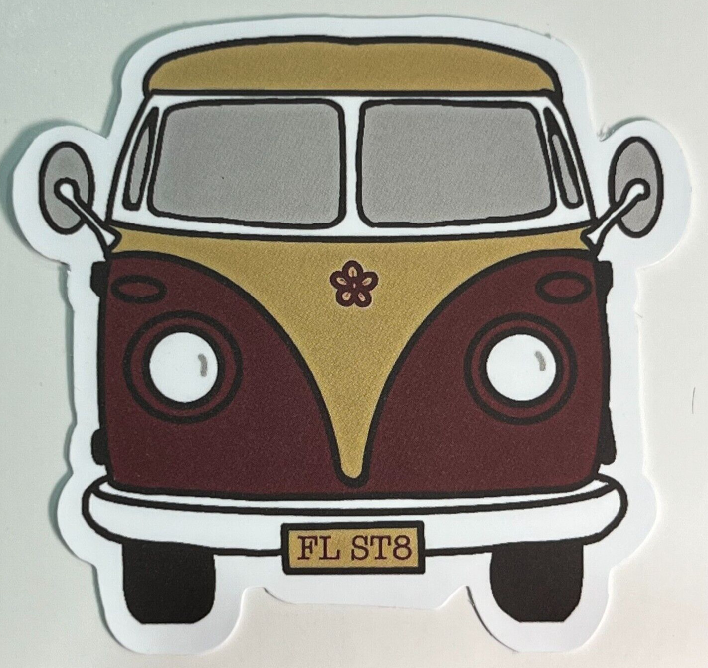 Tan Hippie Bus – Psychedelic Vinyl Decal Sticker Bomb Peace Love Hippie Travel