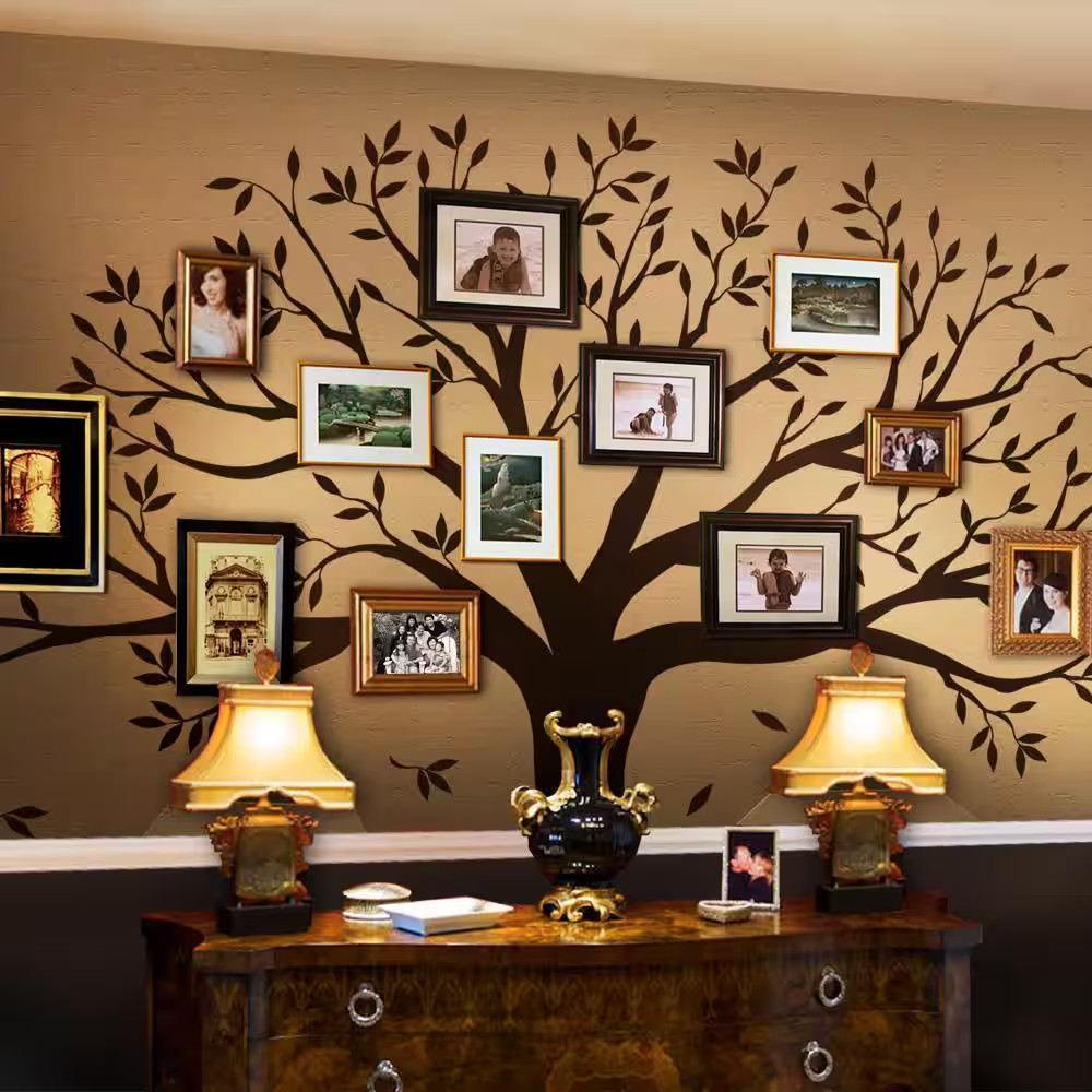 Family Tree Wall Decal Tree Wall Decal for Picture Frames in Chestnut Brown Stan