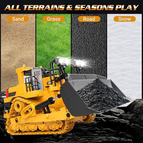 RC Bulldozer Toy for Boys, Remote Control Play Bulldozer Construction Vehicles