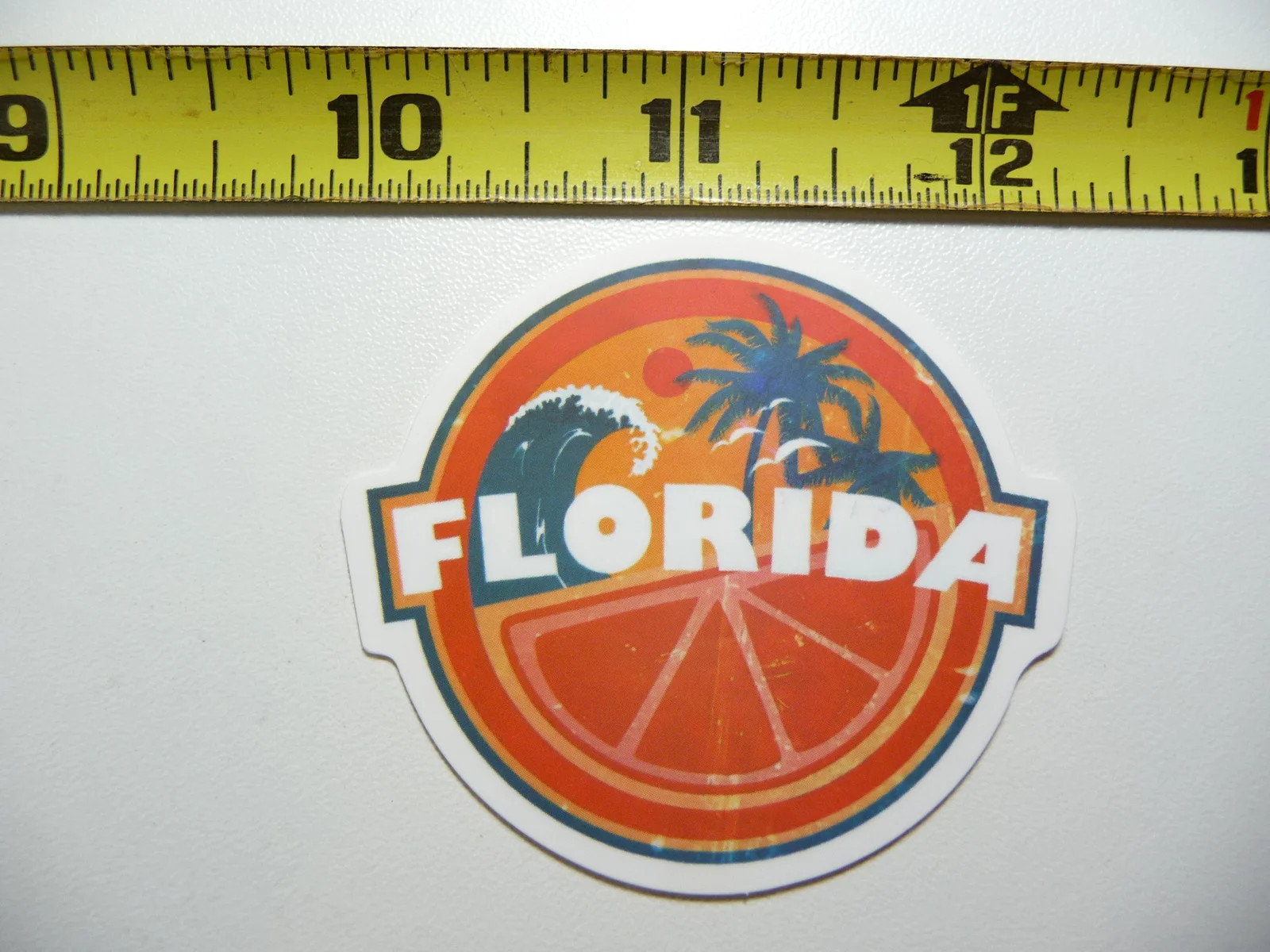 FLORIDA DISTRESSED ORANGE SLICE WAVE SUN SMALL STICKER DECAL TOURISM STATE
