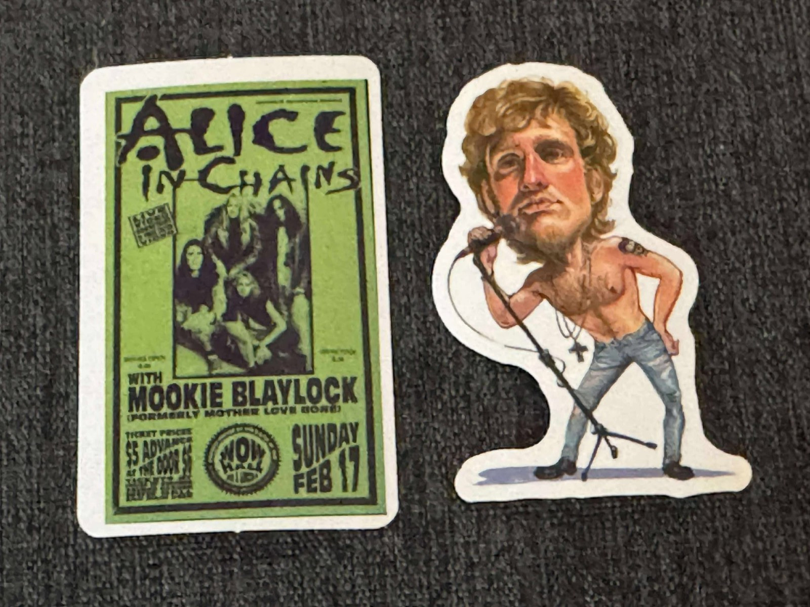 Lot of 2 ALICE IN CHAINS 1 1/2" to 2 1/2" Band Logo STICKERS Green FAST! FREE!
