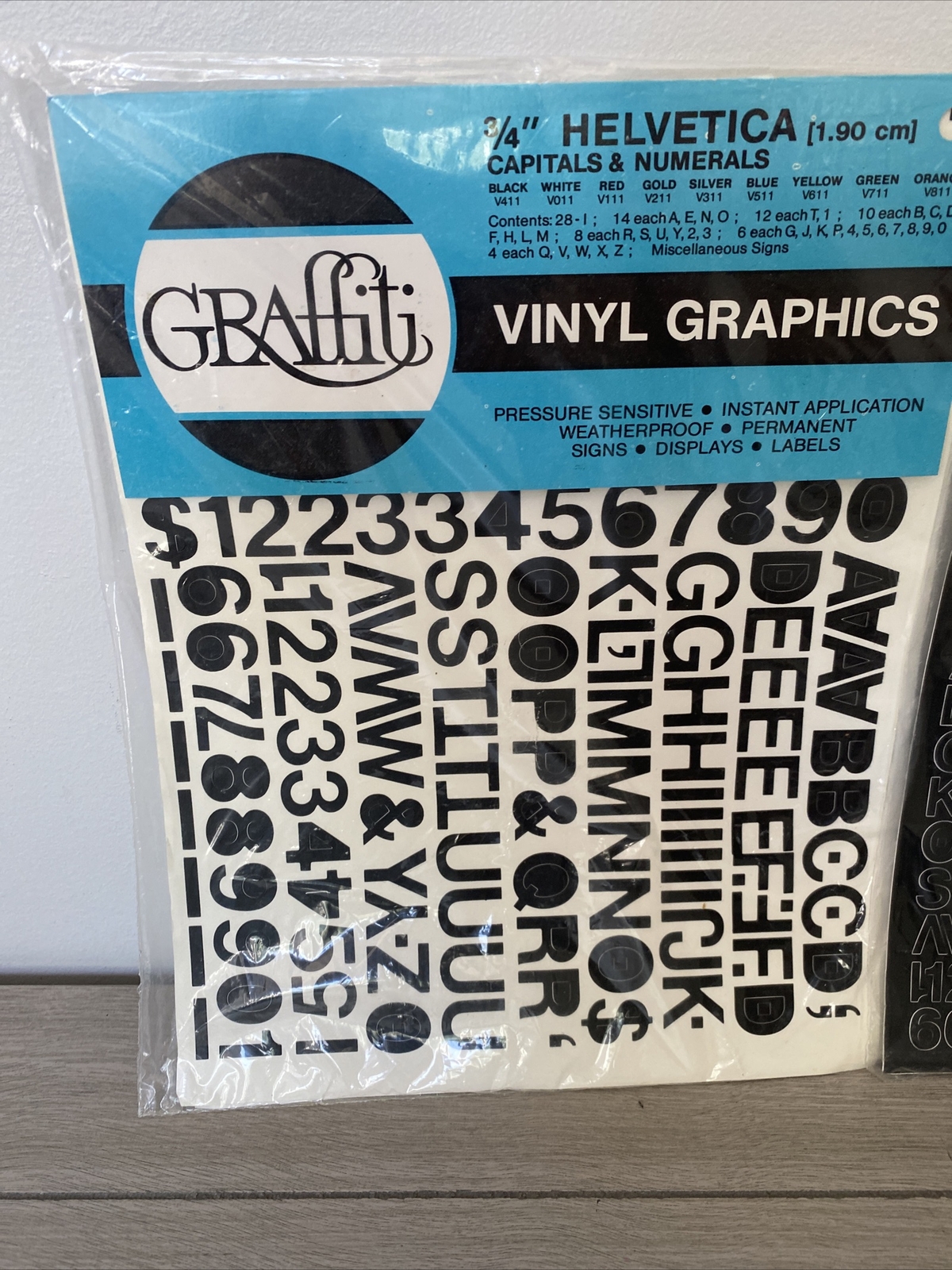 Lot of 3 Vtg Graffiti Stick On Vinyl 3/4", 1/2", 1/4" Helvetica Numerals Decals