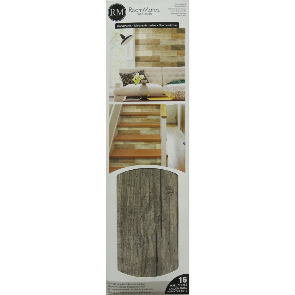Distressed Rustic Brown Tan Taupe Shiplap Wood Planks Peel and Stick Wall Decals