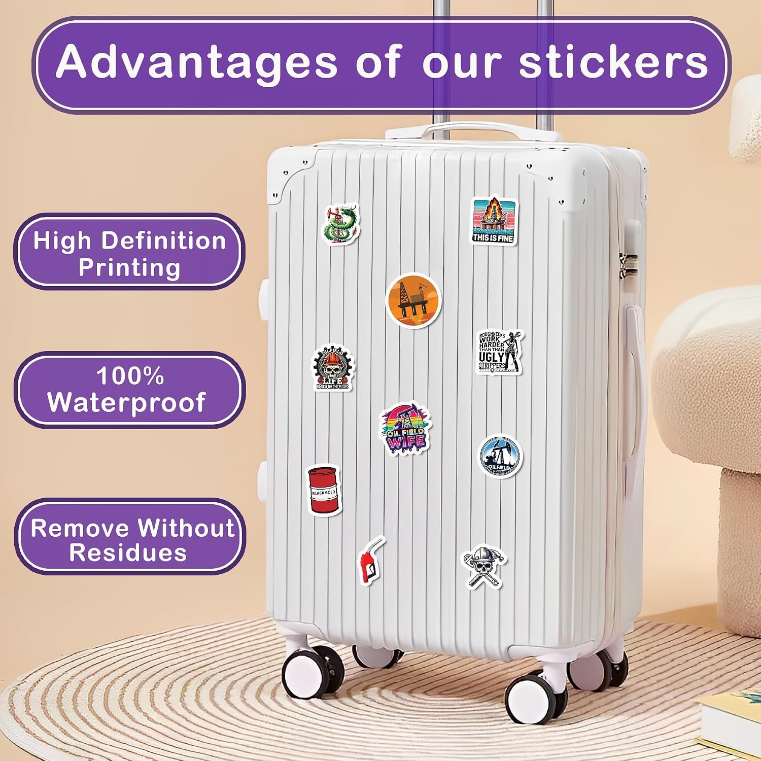 50 Pcs Oilfield Vinyl Sticker Waterproof Hard Hat Decals Oil Rig Stickers Water